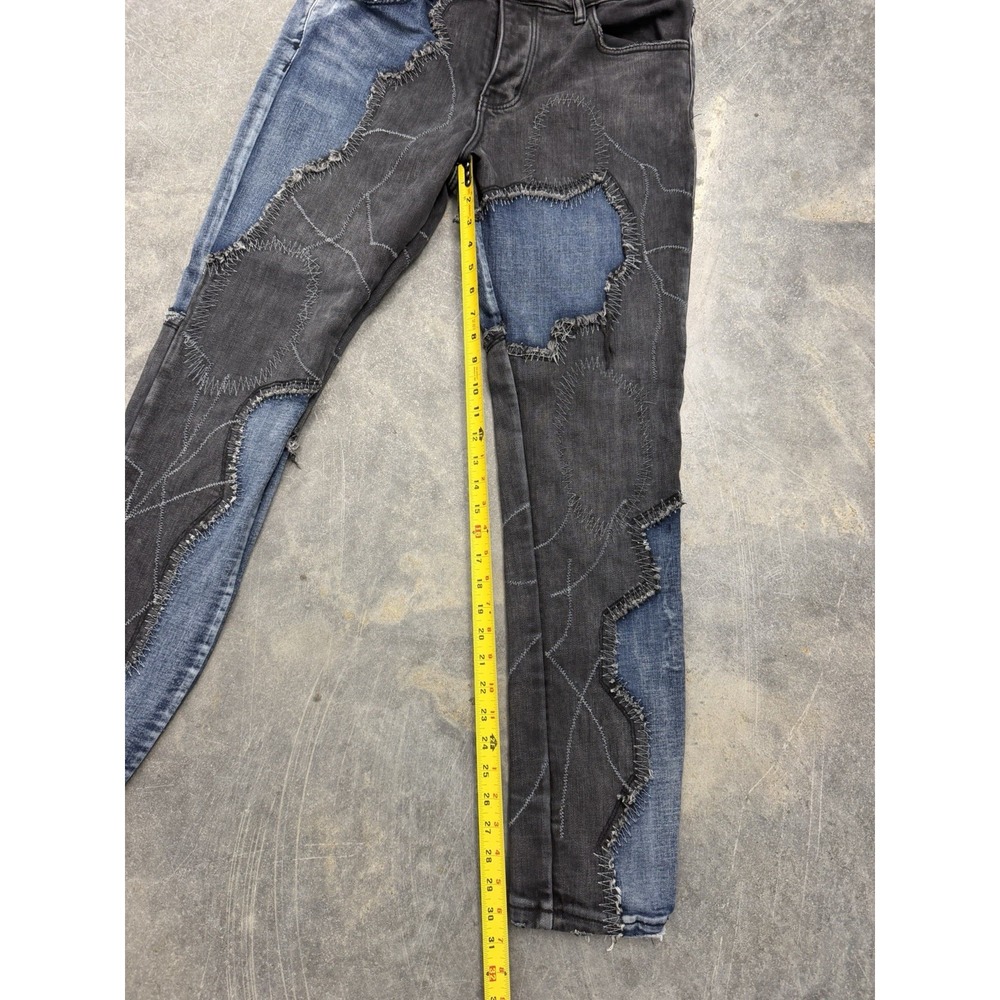 VALABASAS Men's Size 36 Patchwork Distressed Denim Jeans - Picture 5 of 7
